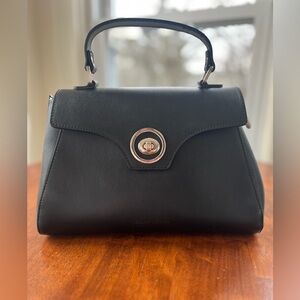 Tuscany Leather Black Handbag with cross body strap
